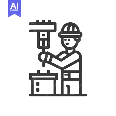 Popular premium asset: Monochrome Vector Icon of Industrial Worker Operating Precision Press
