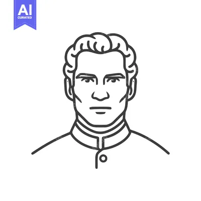Popular premium asset: Monochrome Vector Outline of a Man with Wavy Hair and Formal Collar