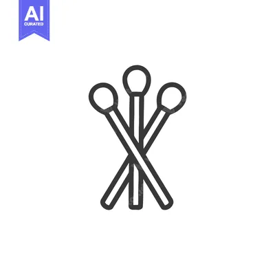 Aset desain premium: Minimalist Line Icon of Three Crossed Matches for Fire and Light Symbo