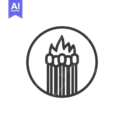 Premium design asset: Stylized Black and White Icon of Multiple Lit Matches with Flames in a