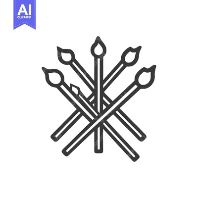 Minimalist Black Outline Paintbrushes Icon for Artistic and Creative D