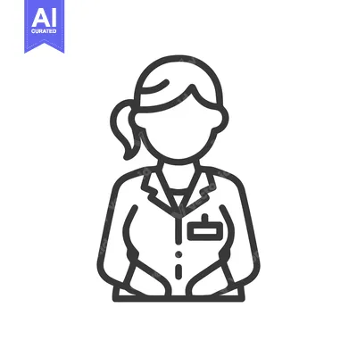 Popular premium asset: Modern Flat Design Female Doctor Icon: Professional Woman in Lab Coat