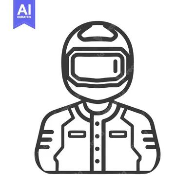 Aset premium populer: Clean Vector Outline Icon of a Motorcyclist Wearing a Full-Face Helmet