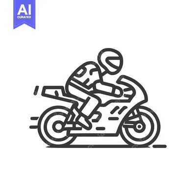 Aset premium populer: Minimalist Line Art of a Speeding Motorcycle Rider in Racing Posture,