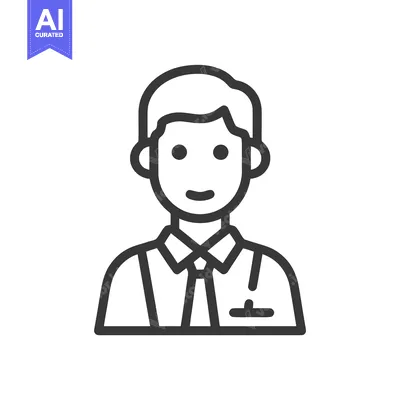 Premium design asset: Clean Line Art Icon of Smiling Male Professional in Shirt and Tie