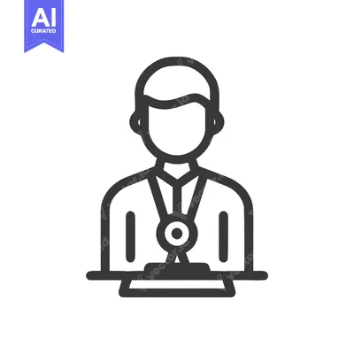 Aset desain premium: Stylized Professional Person Icon with ID Badge and Counter, Represent