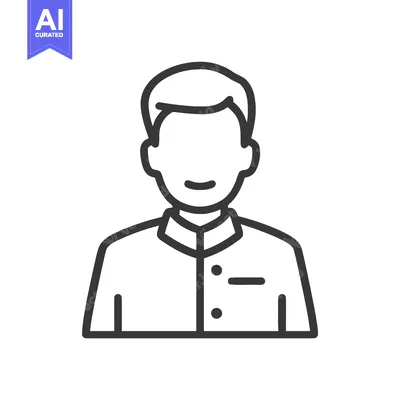 Smiling Male User Profile Icon in Minimalist Line Art Style