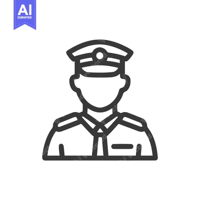 Aset premium populer: Minimalist Line Icon of a Uniformed Officer with Peaked Cap and Epaule