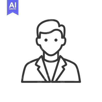 Sleek Minimalist Male Avatar Icon in Line Art Style for User Profile o