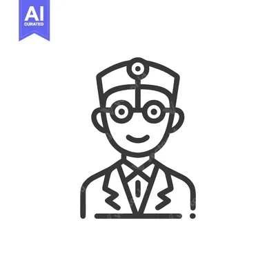 Popular premium asset: Smiling Line Art Doctor Avatar Icon with Glasses and Surgical Cap