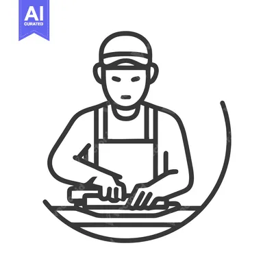 Aset premium populer: Monochrome Line Art Icon of Chef Kneading Dough, Food Preparation Symb