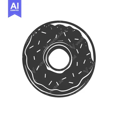 Popular premium asset: A Black and White Illustration of a Glazed Donut with Sprinkles