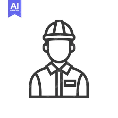 Popular premium asset: Modern Line Art Icon of a Construction Worker or Engineer Wearing a Sa