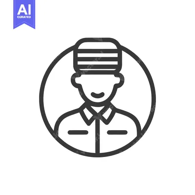 Aset desain premium: Minimalist Bellhop Avatar Icon with Striped Hat in Circle Frame, Profe