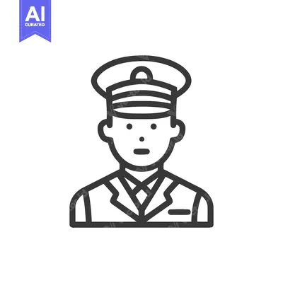 Aset premium populer: Minimalist Line Icon of a Uniformed Officer or Pilot Avatar, Clean Vec