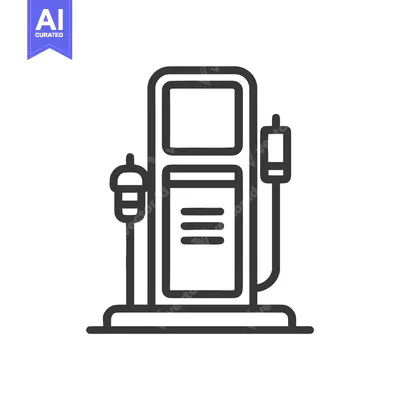 Sleek Minimalist Black Outline Gas Pump Icon on White Background, Fuel