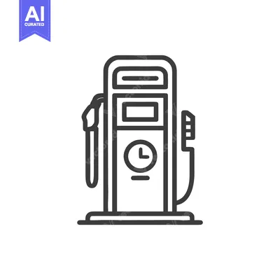Sleek Minimalist Gas Pump Outline Icon with Integrated Clock Symbol on
