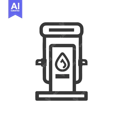 Premium design asset: Minimalist Grey Line Icon of a Fuel Pump with Drop Symbol on White Bac