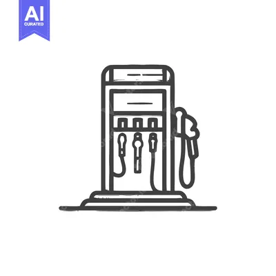 Aset desain premium: Monochrome Sketch Gas Pump Icon with Multiple Nozzles, Isolated Line A