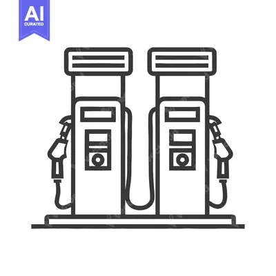 Aset premium populer: Minimalist Line Art Icon of Two Fuel Pumps for Gas Station and Energy