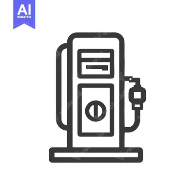 Aset desain premium: Modern Gas Pump Line Icon with Hose and Nozzle, Isolated on White. Sim