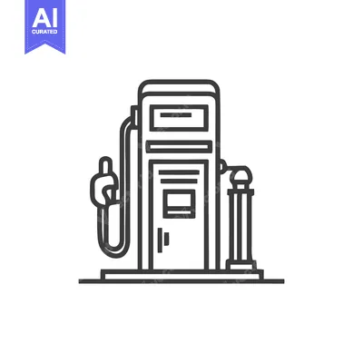 Aset premium populer: Minimalist Line Art Gas Pump Icon with Fuel Nozzle and Display, Clean