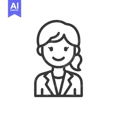 Popular premium asset: Minimalist Line Art Icon of Smiling Female Professional in Blazer, Ide