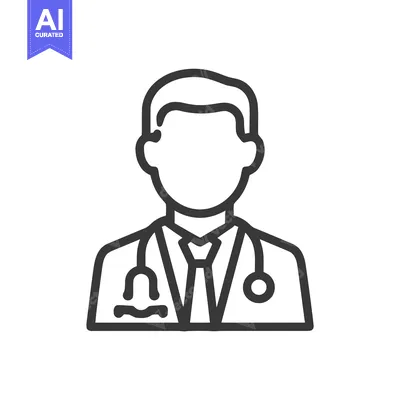 Simple Doctor Icon: Male Healthcare Professional Avatar with Stethosco