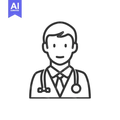 Aset premium populer: Clean Line Art Male Doctor Icon with Stethoscope, Healthcare Professio
