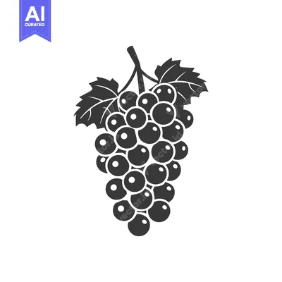 Aset premium populer: A Black and White Illustration of a Grape Cluster with Leaves
