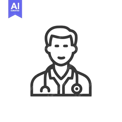 Popular premium asset: Clean Line Art Male Doctor Icon with Stethoscope, Friendly Healthcare