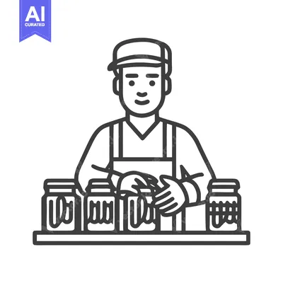 Smiling Artisan Packaging Jars in Minimalist Line Art Icon Style