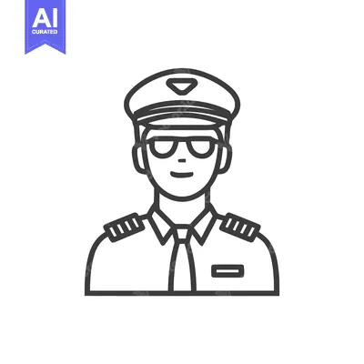 Popular premium asset: Professional Pilot Line Art Icon with Cap, Sunglasses, and Uniform Epa