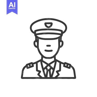 Aset premium populer: Clean Line Art Icon of Professional Pilot or Captain in Uniform with H