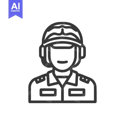 Popular premium asset: Professional Pilot or Aviator in Uniform Line Art Icon, Smiling Charac