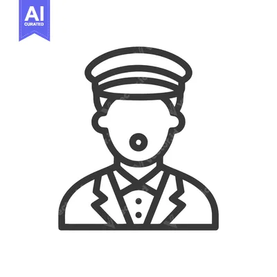 Popular premium asset: Minimalist Line Art Icon of a Uniformed Pilot or Captain Bust