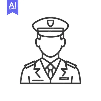 Popular premium asset: Clean Line Art Icon of a Uniformed Officer or Pilot with Peaked Cap an