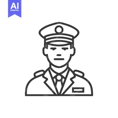 Premium design asset: Minimalist Line Art Icon of Professional Man in Uniform and Cap