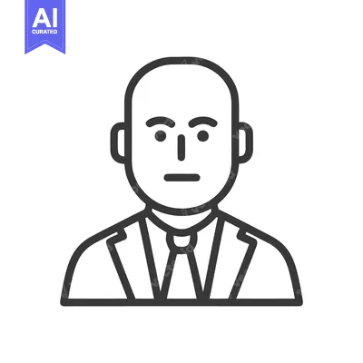 Generic Bald Man in Suit and Tie Line Art Icon for Business Profile