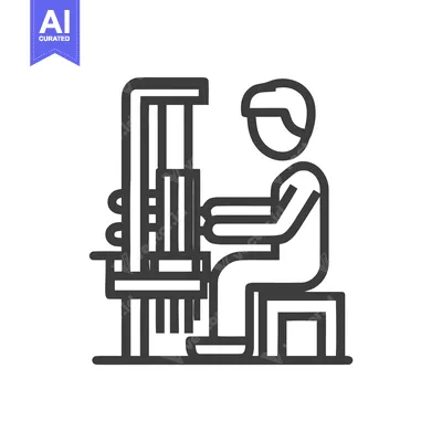Minimalist Line Icon of Person Weaving Fabric on a Loom, Representing