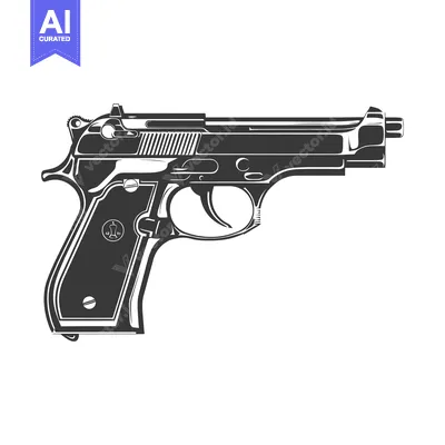 A Black and White Illustration of a Handgun
