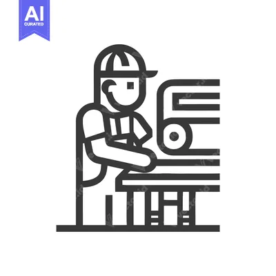 Premium design asset: Monochrome Vector Icon of Skilled Worker Operating Industrial Producti
