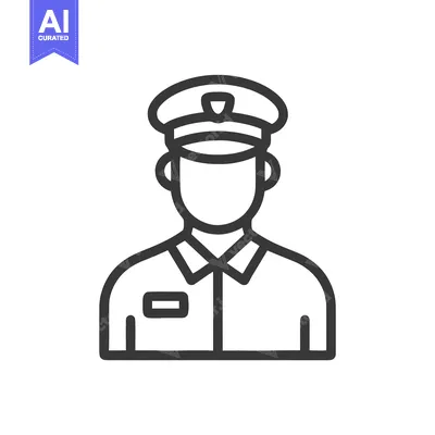 Aset desain premium: Minimalist Line Art Icon of Police Officer or Security Guard in Unifor