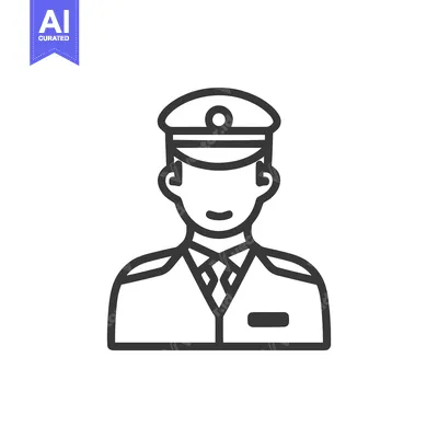 Popular premium asset: Clean Line Art Icon of Professional in Uniform with Peaked Cap, Symbol