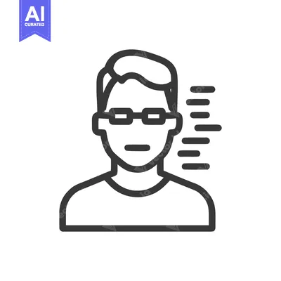 Aset desain premium: Minimalist User Profile Icon with Glasses and Abstract Data Informatio