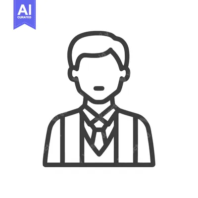 Minimalist Line Icon of Professional Man in Suit and Tie, Generic Busi