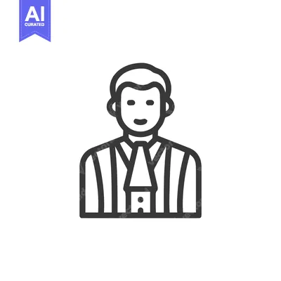 Premium design asset: Minimalist Line Art Icon of a Professional Man in Suit and Tie on Whit
