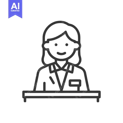 Smiling Female Professional Icon, Minimalist Line Art Vector Illustrat