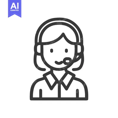 Aset premium populer: Minimalist Line Art Icon of Customer Service Representative with Heads