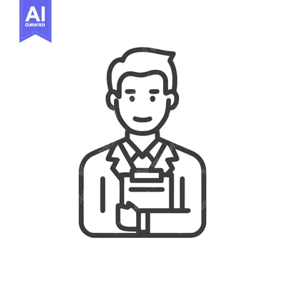 Modern Vector Line Icon of a Smiling Professional Holding a Document